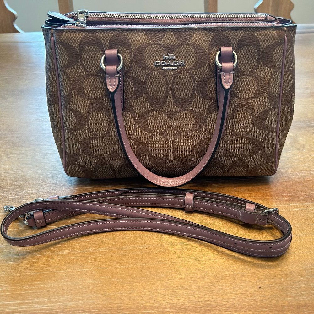 Coach Mini Surrey Carryall Satchel with Lilac Strap and Handle